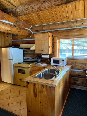 Een microgolfoven, een oven, een kookplaat