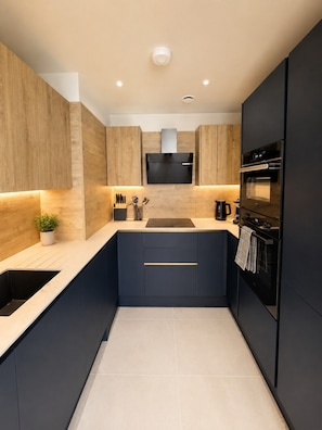 Coffee/tea maker, fridge, microwave, oven - East Parade Collection, Opaz House Flat 1 (North Yorkshire)