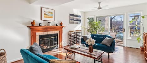 TV, fireplace, offices