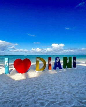 A beach with the words "I ♥ DIANI" spelled out in colorful letters on the sand. -  2Bdr zen villa private pool + cleaning (Diani Beach)