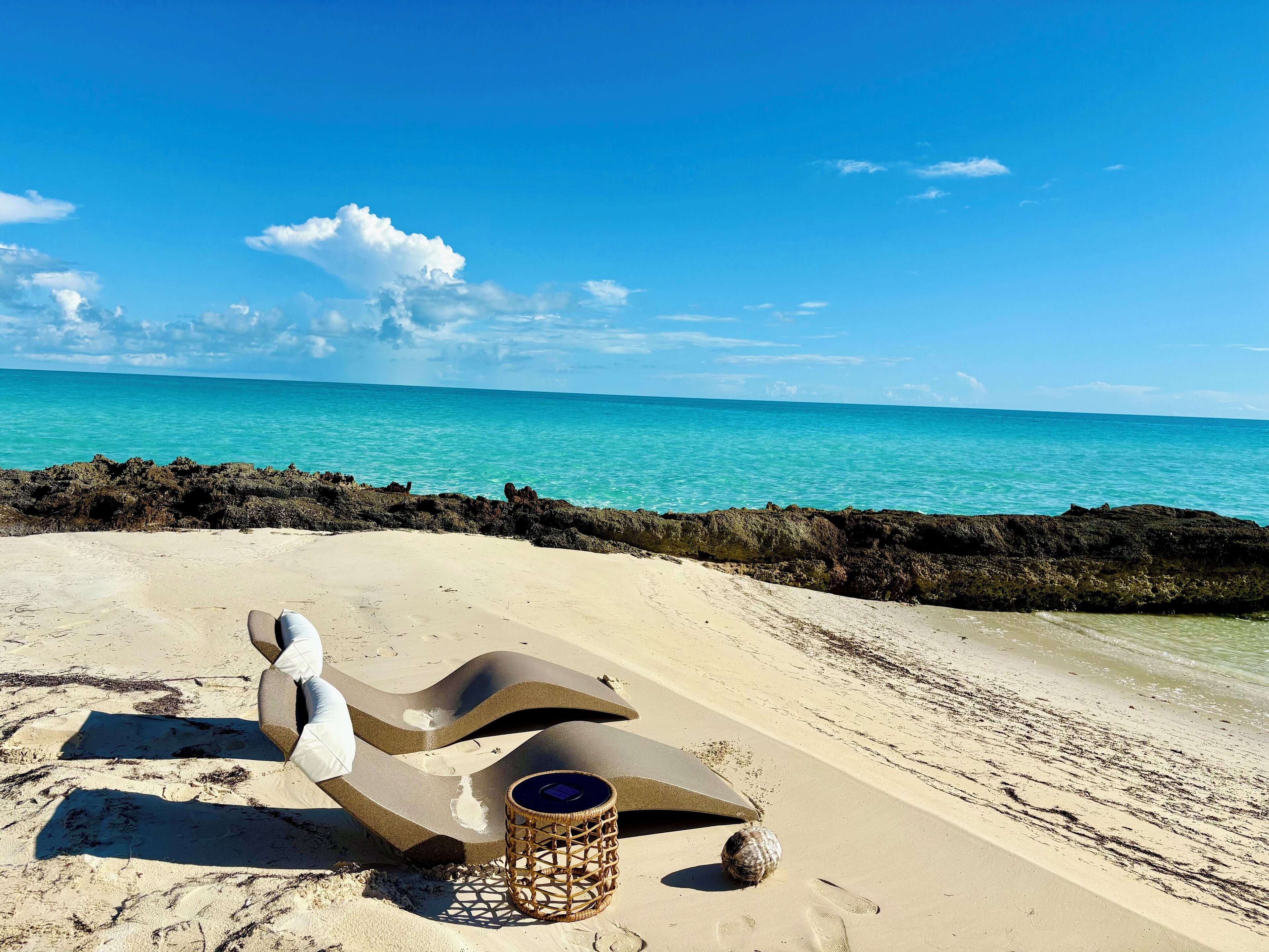 Sun-loungers, beach towels
