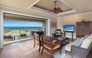 Living area - Spacious Ocean View condo with AC in Mauna Kea Resort (Waimea)
