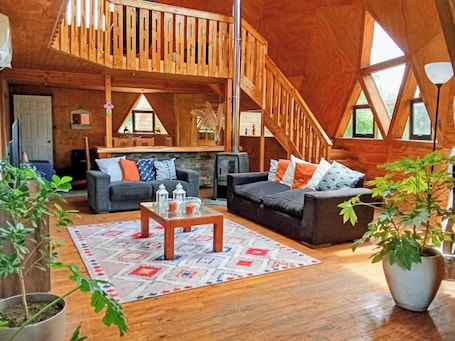 Fireplace. Family dome in a country setting