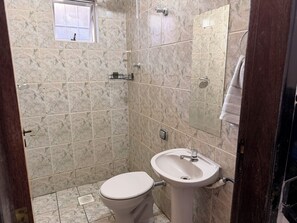 Secador de cabelo, toalhas de banho, papel higiênico 