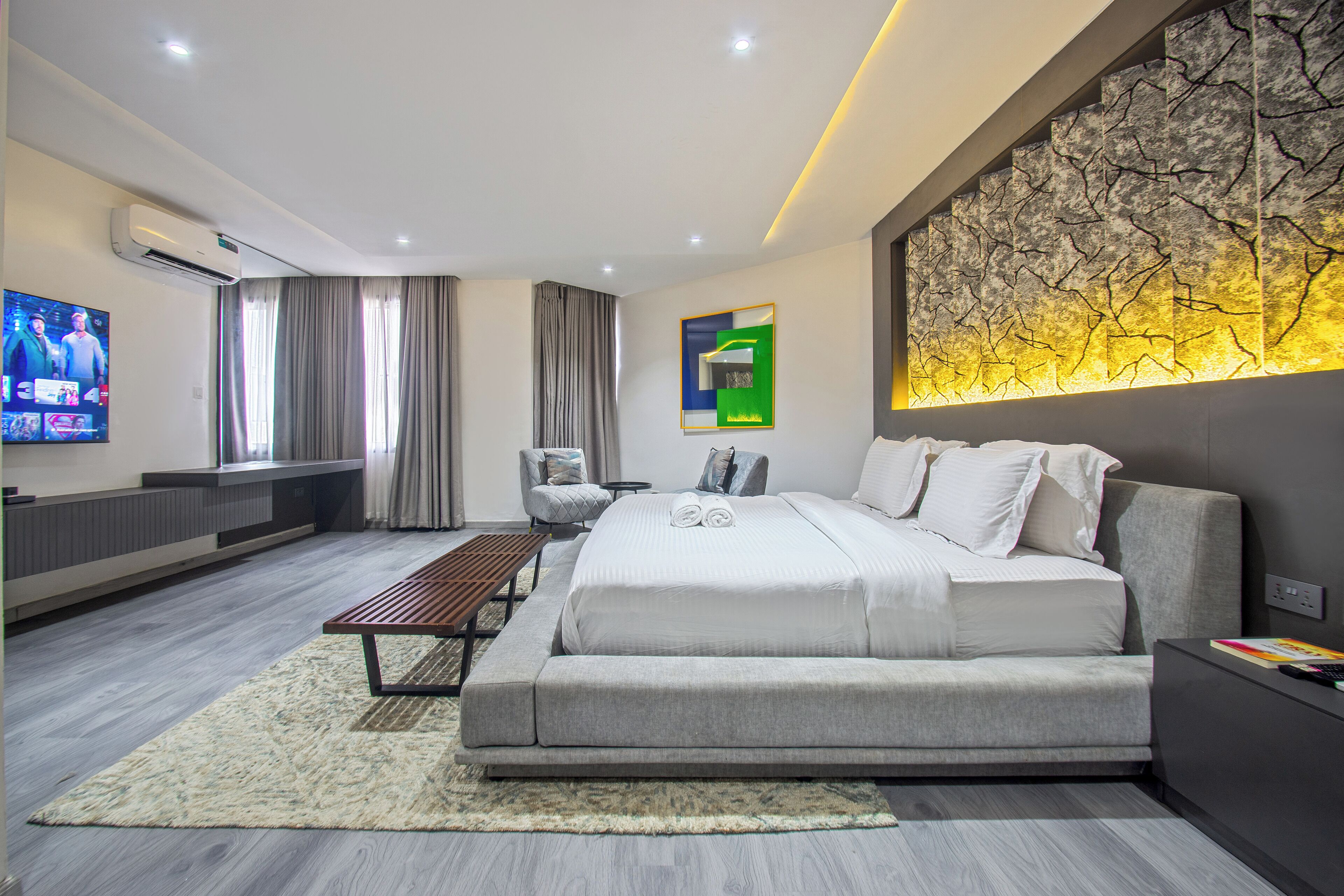 Luxury Apartment, City View | In-room safe, desk, laptop workspace, iron/ironing board