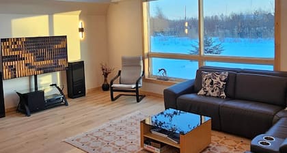 Modern Forest Retreat with Sauna, Hot Tub, Fireplace