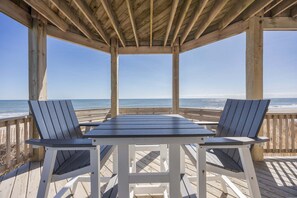 Outdoor dining - 7029 - Just Breathe: Spacious 5BR oceanfront home in Rodanthe, sleeps 10. (Rodanthe)