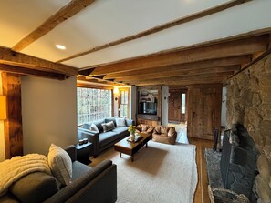 Smart TV, fireplace, stereo, computer monitors
