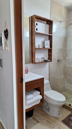 Shower, hair dryer, towels, soap - Elegant studio in the center PlayaDelCarmen top floor with pool and nice view (Playa del Carmen)