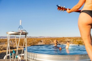 A hot tub with a clear view of the surrounding landscape. - Friendship House | 5 Acres | Secluded | Hot Tub (Twentynine Palms)
