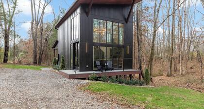 Modern Black Cabin w/ Hot Tub