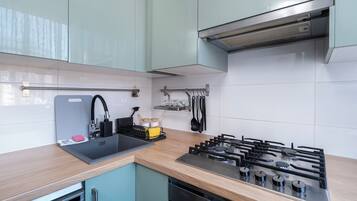 Fridge, oven, stovetop, dishwasher
