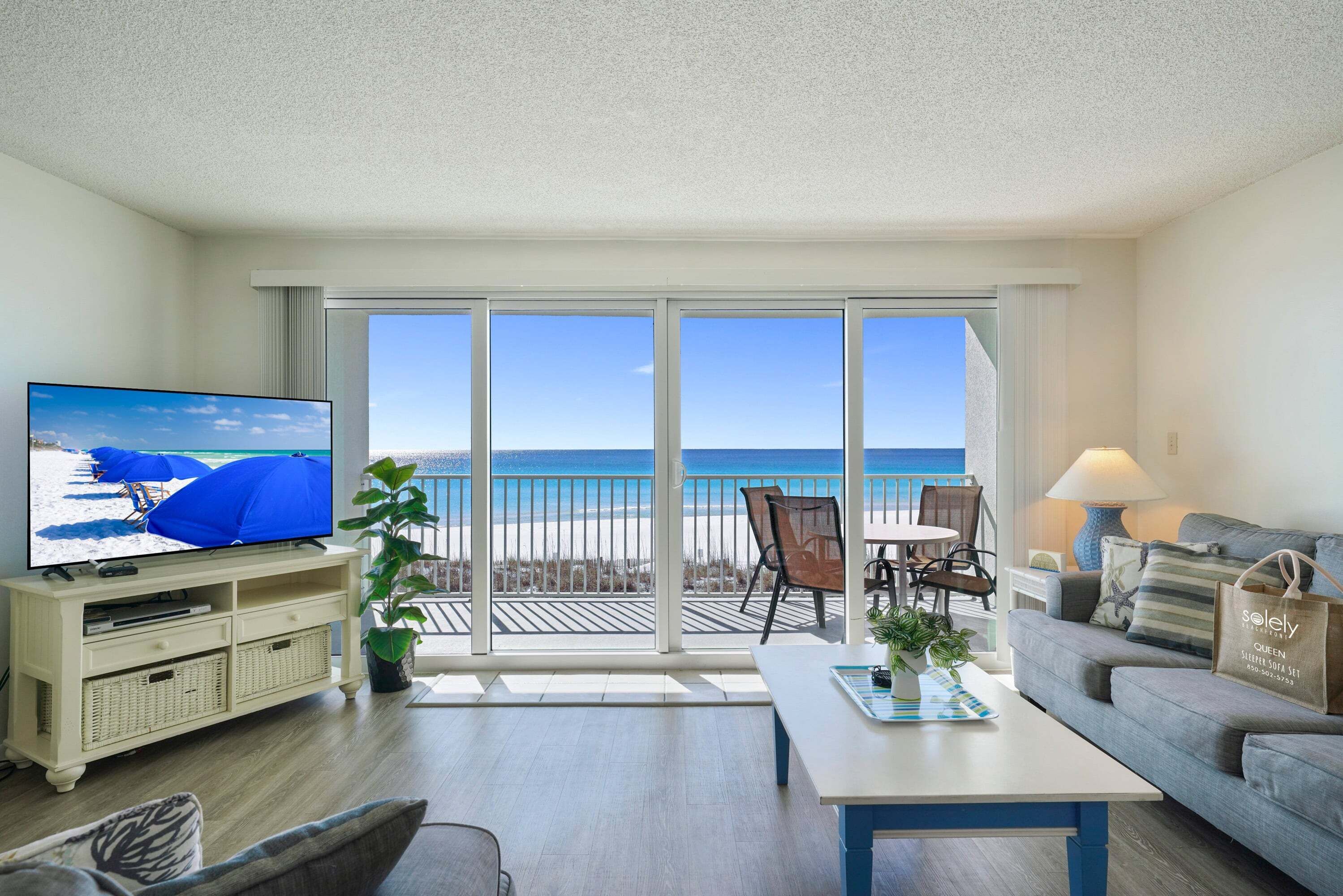 Enjoy direct views of Destin's sugar-white sand and turquoise waters from the comfort of this beautifully updated second-floor condo.