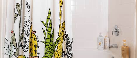Hair dryer, bidet, towels, soap