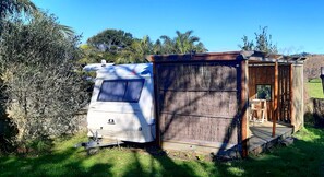 Property grounds - Cosy caravan in rural setting 5 minutes walk from gorgeous beach (Whitianga)