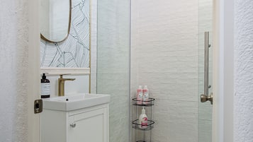 Regadera, secadora de cabello, bidet, toallas