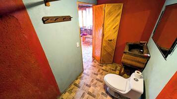 Shower, towels, toilet paper