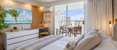 Desk, iron/ironing board, WiFi