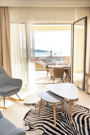 Living area - Luštica Bay 1-bedroom sea view apartment (Radovići)