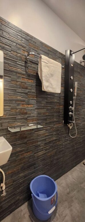 Habitación Deluxe | Baño | Regadera, jabón, shampoo, papel de baño 
