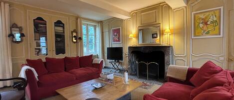 Télévision, cheminée