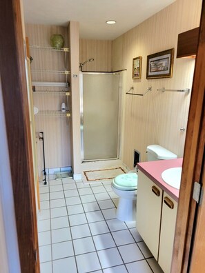 Bañera de hidromasaje, toallas, jabón y papel higiénico