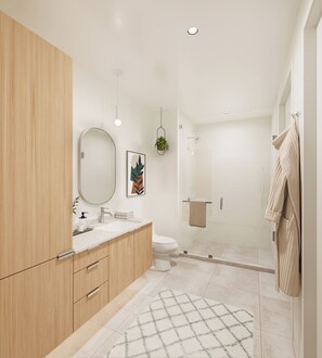 Shower, hair dryer, towels - Experience Zilker & South Lamar from The Code | Private Balcony w/ Pool, Bar (Austin)