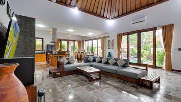 Villa, Patio, Garden View | Living area | 43-inch LED TV with digital channels, Netflix, streaming services