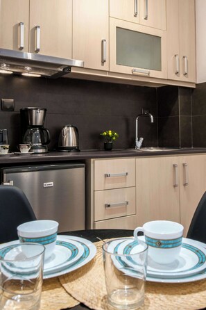 Fridge, stovetop, coffee/tea maker, electric kettle - City Nest  in the center of Athens (Athina)