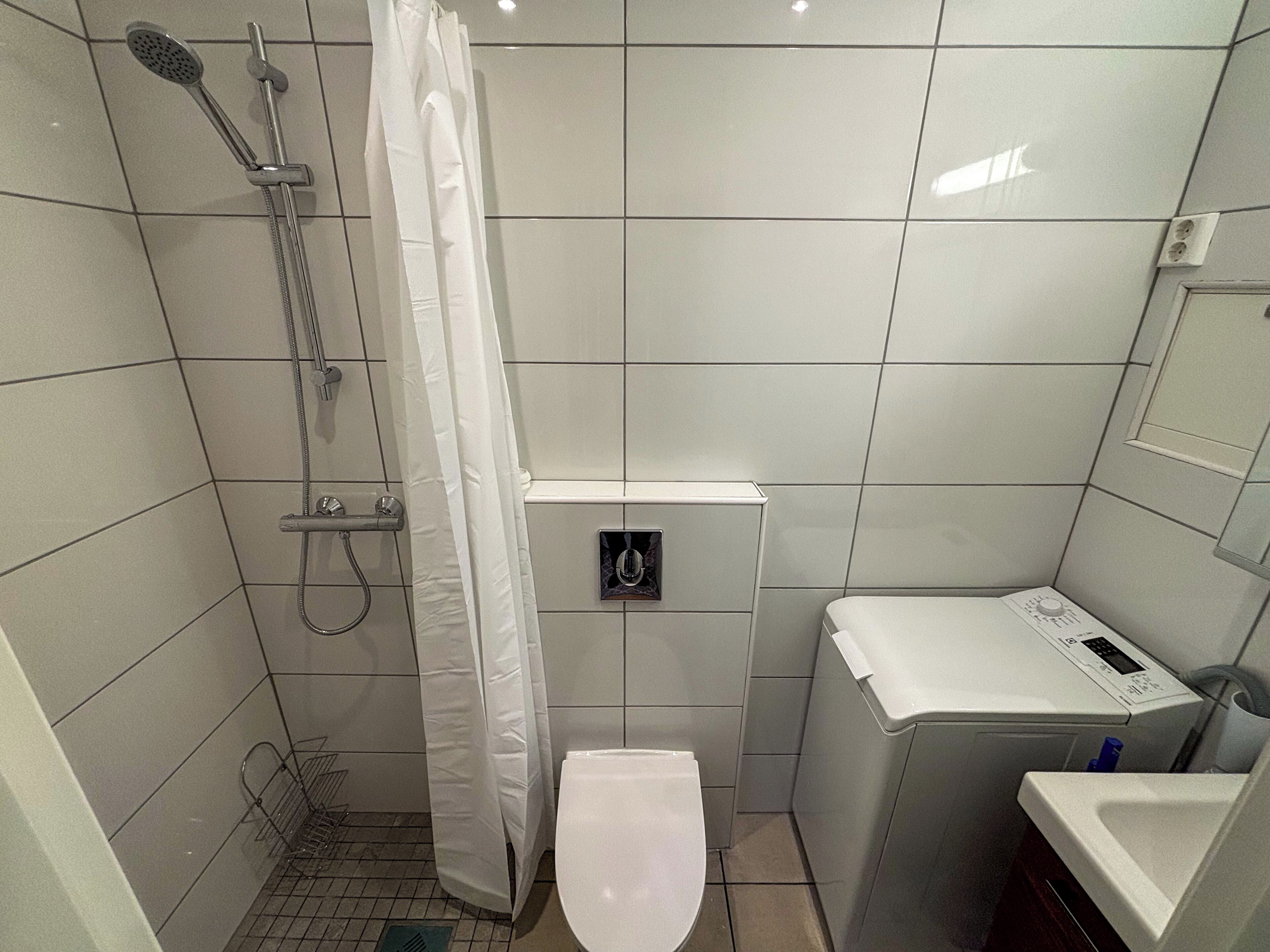 Hair dryer, towels, toilet paper