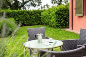 Chalet, 2 Bedrooms, Smoking, Balcony | Outdoor dining - Villa Basilico - Cignella Resort Chalet in Tuscany (Trequanda)