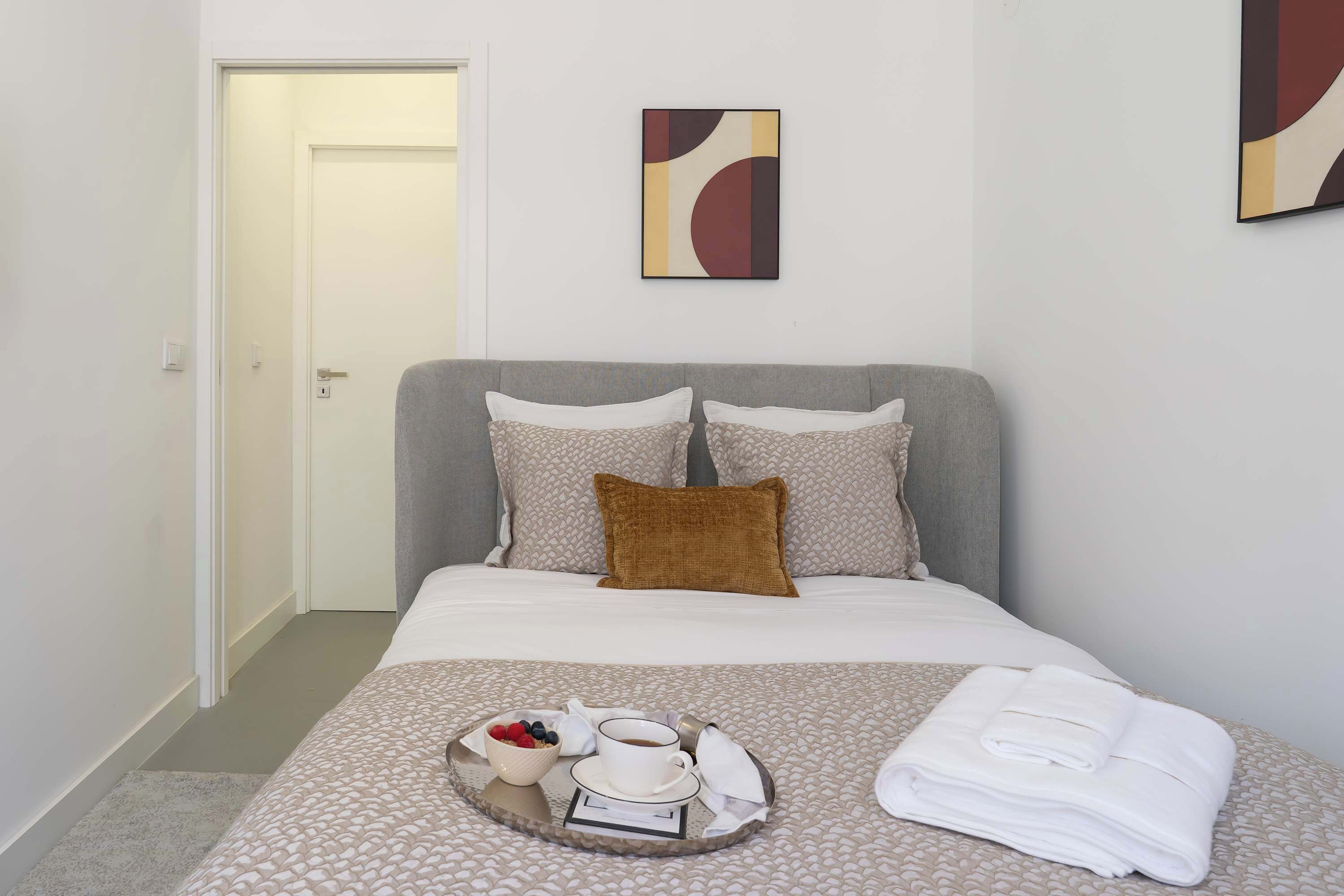 1 bedroom, iron/ironing board, travel cot, bed sheets