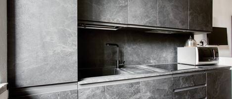 Fridge, microwave, dishwasher