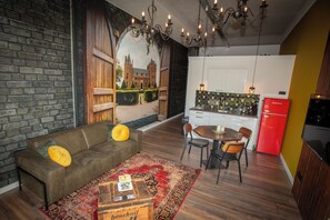 Estúdio superluxo, 1 cama King, cozinha americana, vista para o jardim | Cozinha privada