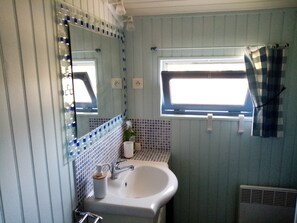 Douche, sèche-cheveux