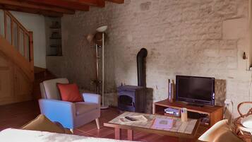 Télévision, lecteur de DVD, table de tennis de table, chaîne hi-fi