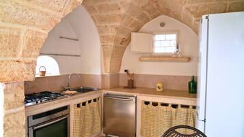 Family House, Sea View | Private kitchen | Full-size fridge, oven, stovetop, highchair