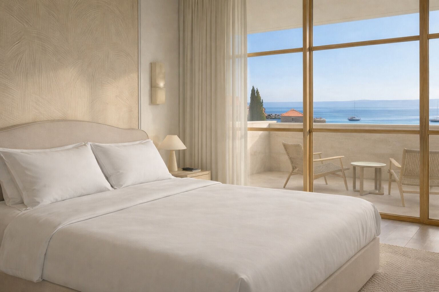 Superior dubbelrum - balkong - havsutsikt | Gratis produkter i minibar, värdeförvaringsskåp på rummet och skrivbord