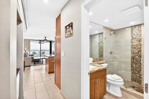 Shower, hair dryer, towels - Modern Upgraded Oceanfront 1BR — Chic, Bright & Beachfront (Lahaina)