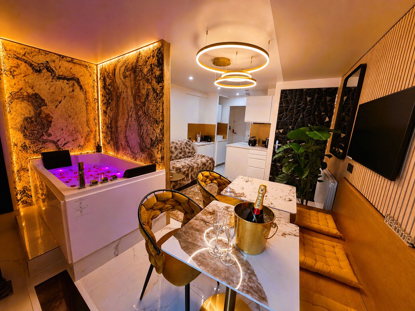 Deluxe-Apartment, 1 Queen-Bett und Schlafsofa, Nichtraucher, Whirlpool | Wohnbereich