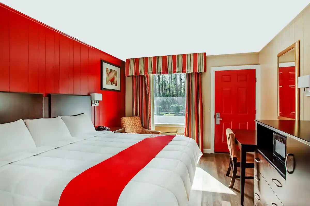 Settle in with an easy workspace and in-room snacks.