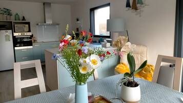 Microwave, electric kettle, highchair