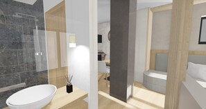 Ducha, secador de pelo, toallas