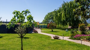 A well-maintained garden with a pathway, a small tree, and various plants. - Podere 660 – Il Giuggiolo Apartment (Grosseto)