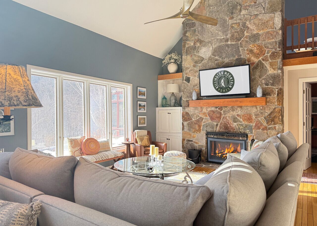 TV, fireplace, computer monitors