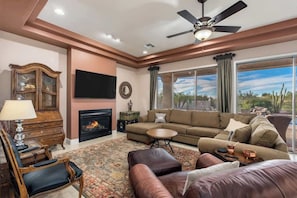 TV, fireplace, offices - Mountain Views•Game Room•Theater•HeatedPool•Spa (Gold Canyon)