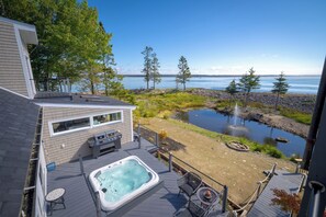 Terrace/patio -  Oceanfront Seaglass Estate  Near Acadia National Park, with Hot Tub and Views! (Gouldsboro)