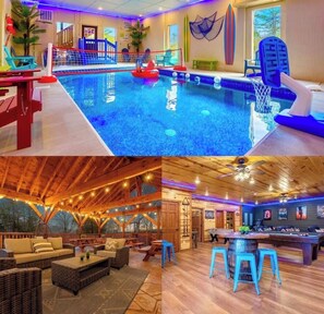 Indoor pool, a heated pool - Amazing Luxury NEW 8bdrm Cabin-Pool-Arcades-Gazebo (Sevierville)