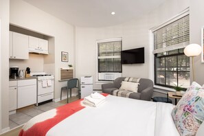 Desk, iron/ironing board, WiFi, bed sheets - Retro Studio on Quiet Street (Boston)