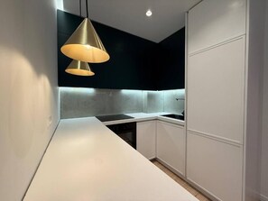 Apartment | Private kitchen | Fridge, oven - Sunset Apartment (Tirana)